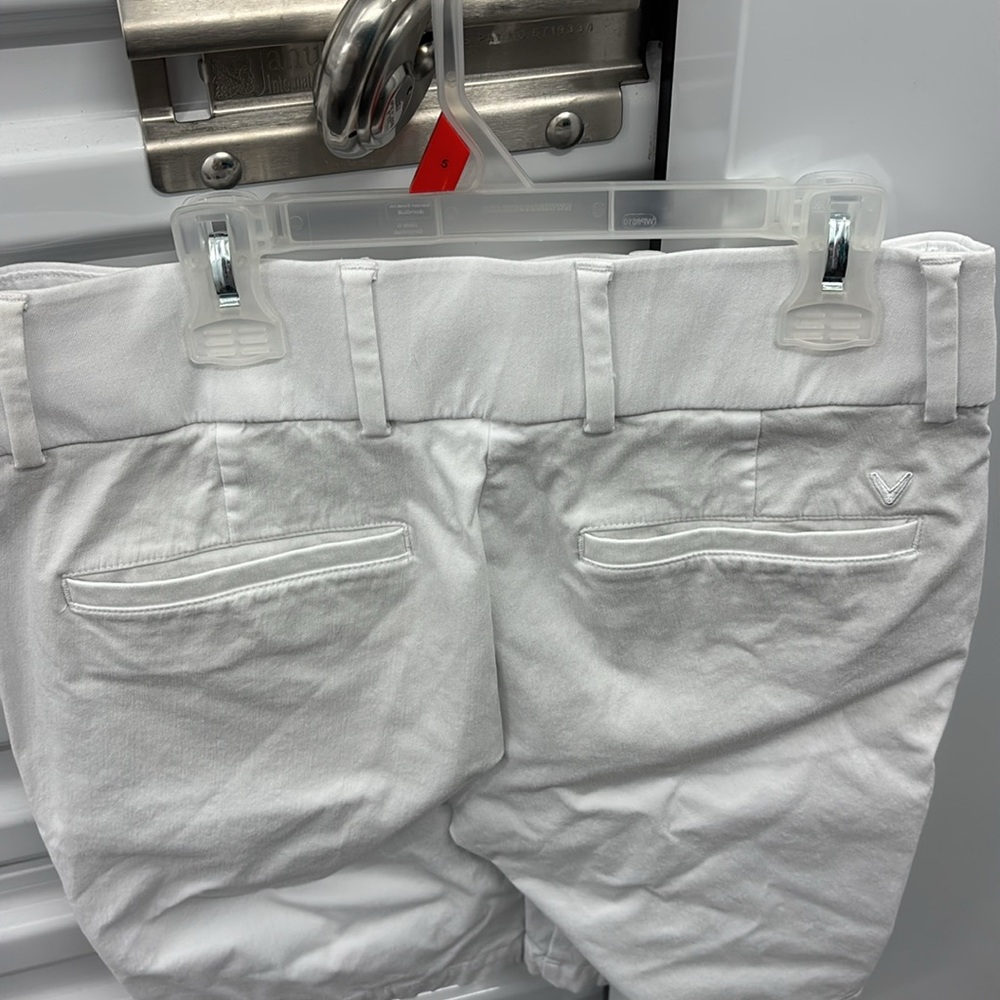 Callaway White Flat Front Shorts Crisp Viscose Blend Elastic Waist Golf Womens M - Picture 9 of 16